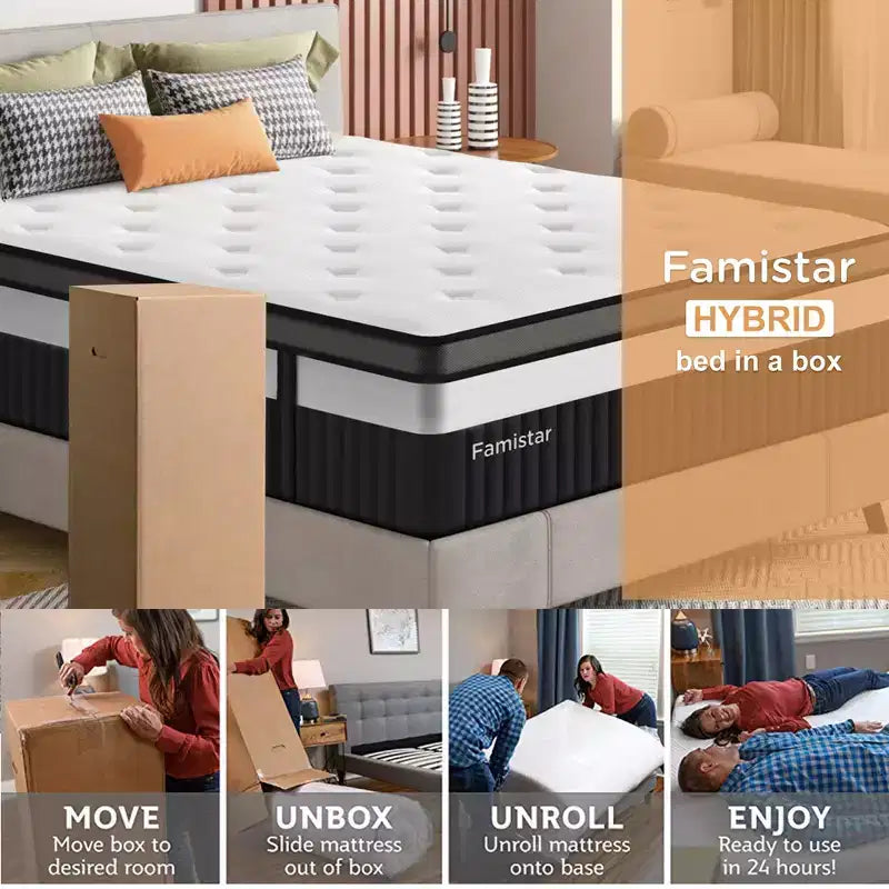 Matelas hybride à ressorts intérieurs King Size, 14 pouces, en mousse à mémoire de forme, plusieurs tailles disponibles