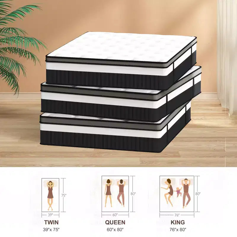 Matelas hybride à ressorts intérieurs King Size, 14 pouces, en mousse à mémoire de forme, plusieurs tailles disponibles