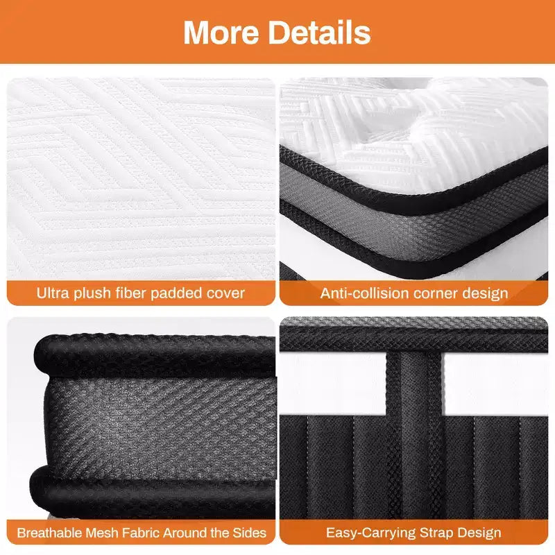 Matelas hybride à ressorts intérieurs King Size, 14 pouces, en mousse à mémoire de forme, plusieurs tailles disponibles