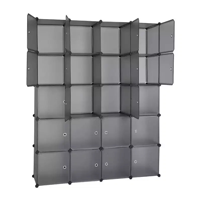 Karl Home Armoire modulable 20 cubes avec 1 tringle de suspension, organisateur de rangement en plastique DIY à 5 niveaux, Gris
