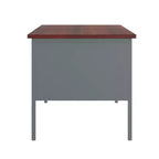 Flash Furniture Cambridge, bureau double piédestal de qualité commerciale 76x152 cm avec 5 tiroirs verrouillables, plateau couleur acajou et cadre gris anthracite
