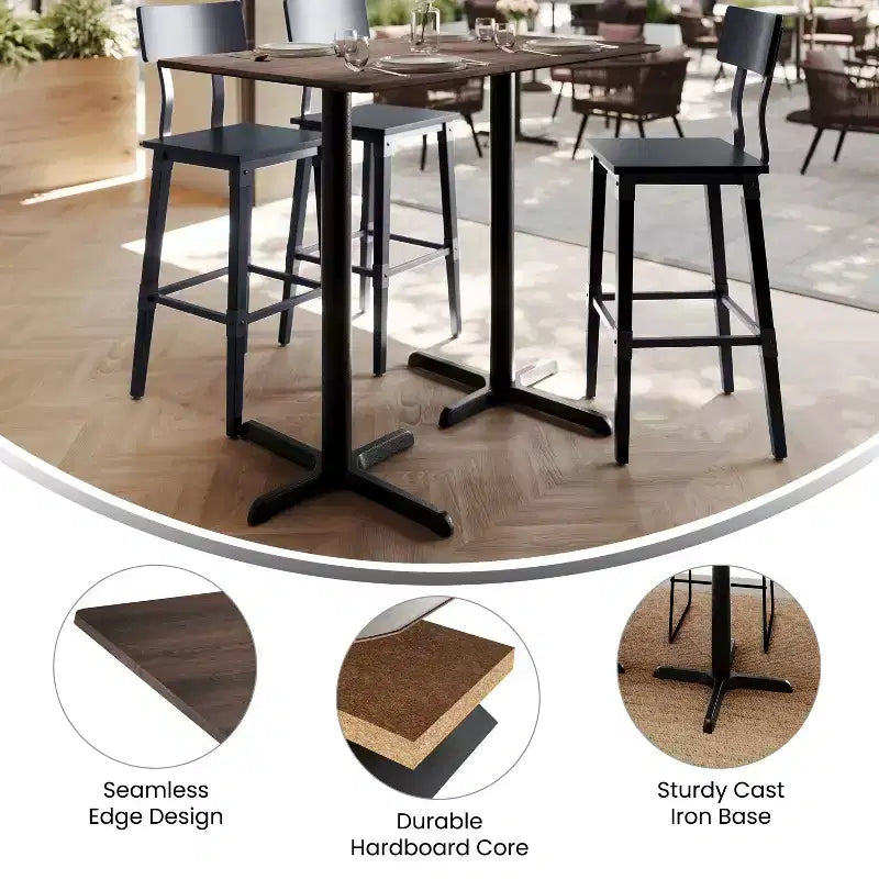 Plateau de table Flash Furniture Acadia avec technologie HPL TopGuard et base hauteur bar