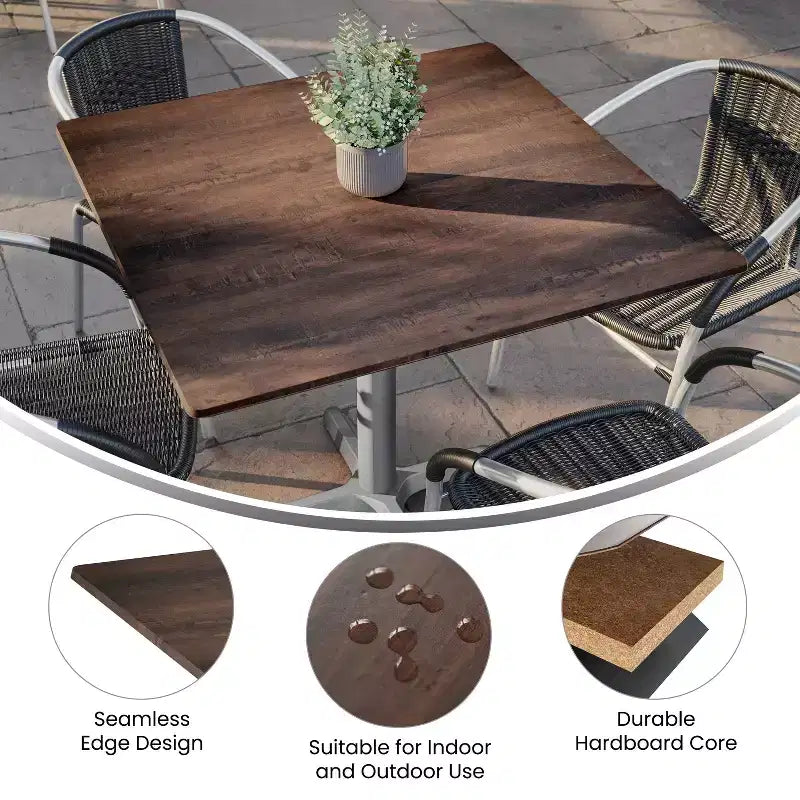 Plateau de table Flash Furniture Acadia TopGuard HPL, bord sans couture, résistant aux rayures et aux taches, qualité commerciale