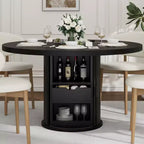 Table à manger ronde de ferme 47 pour 4-6 personnes, étagère de rangement à 2 niveaux et tiroir, table circulaire peu encombrante, idéale pour la salle à manger, la cuisine, le salon