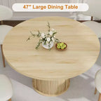 Table à manger ronde de ferme 47 pour 4-6 personnes, étagère de rangement à 2 niveaux et tiroir, table circulaire peu encombrante, idéale pour la salle à manger, la cuisine, le salon