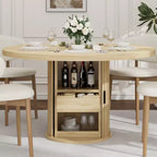 Table à manger ronde de ferme 47 pour 4-6 personnes, étagère de rangement à 2 niveaux et tiroir, table circulaire peu encombrante, idéale pour la salle à manger, la cuisine, le salon