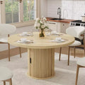 Farmhouse 47 Round Dining Table for 4-6  2-Layer Storage Shelf & Drawer  Space-Saving Circle Table  Ideal for Dining Room, Kitchen, Living Room