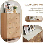 Commode 5 tiroirs cannelée pour chambre à coucher, commode moderne avec poignée en métal, organiseur de tiroirs en bois pour chambre à coucher, salon, couloir