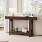 Console de style campagnard avec plateau cannelé pour entrée, table d'entrée avec étagère de rangement, table de canapé style campagnard pour salon, couloir, derrière le canapé