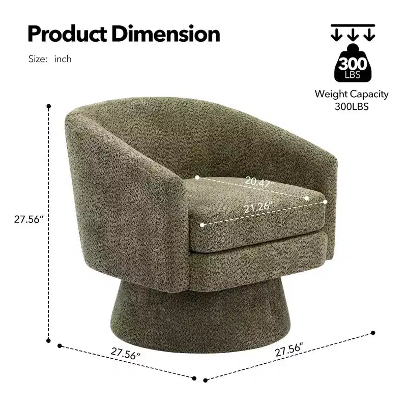 Fauteuil pivotant à 360° pour la lecture avec rangement caché, fauteuil de salon rotatif en tissu chenille pour le salon, la chambre et le bureau à domicile