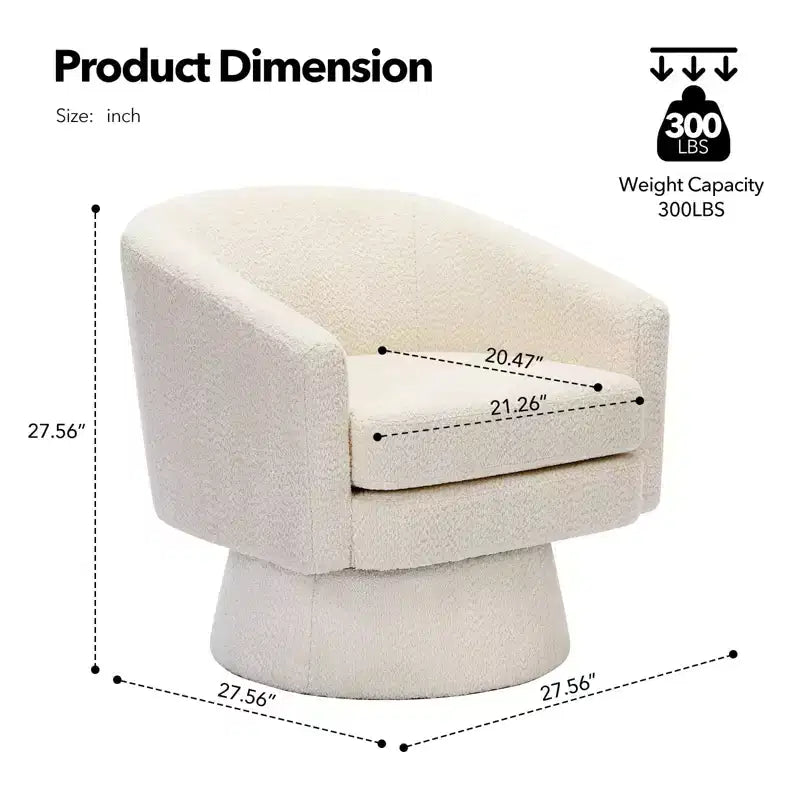 Fauteuil pivotant à 360° pour la lecture avec rangement caché, fauteuil de salon rotatif en tissu chenille pour le salon, la chambre et le bureau à domicile