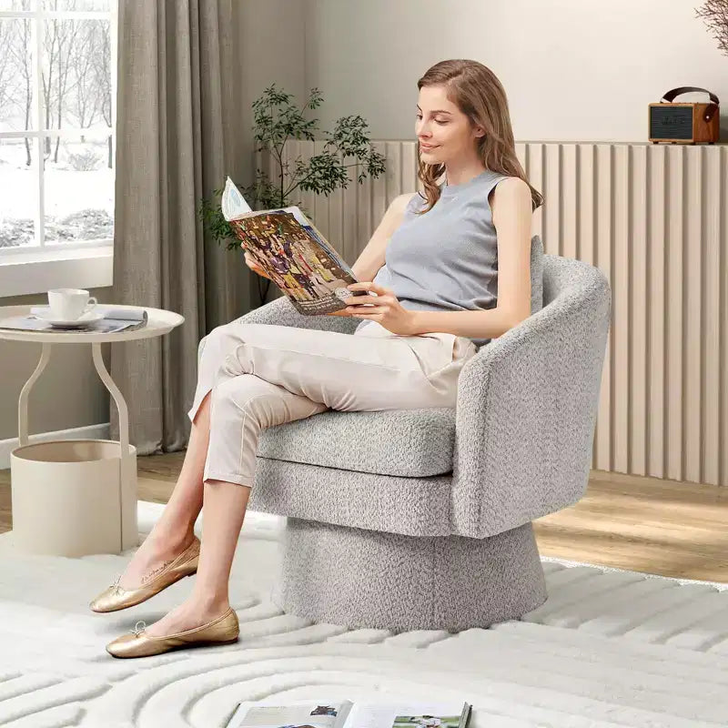 Fauteuil pivotant à 360° pour la lecture avec rangement caché, fauteuil de salon rotatif en tissu chenille pour le salon, la chambre et le bureau à domicile