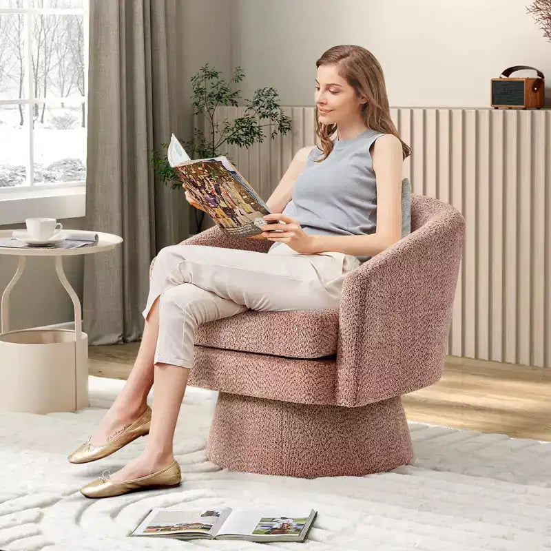 Fauteuil pivotant à 360° pour la lecture avec rangement caché, fauteuil de salon rotatif en tissu chenille pour le salon, la chambre et le bureau à domicile