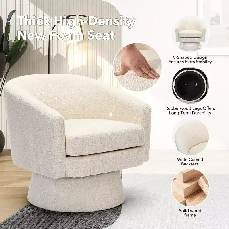 Fauteuil pivotant à 360° pour la lecture avec rangement caché, fauteuil de salon rotatif en tissu chenille pour le salon, la chambre et le bureau à domicile