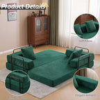 MooxvMoo Canapé-lit convertible, futon en velours côtelé avec oreiller, pour salon et chambre, vert