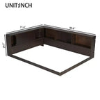 Lit de repos moderne Queen Luxystar avec 5 étagères de rangement, prises et lumière