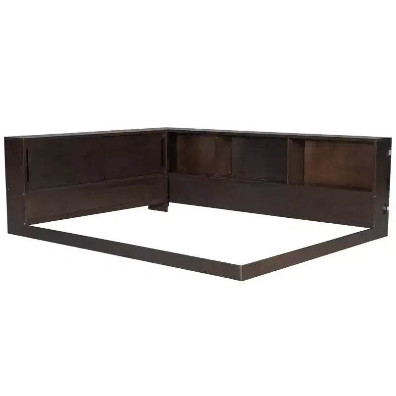 Lit de repos moderne Queen Luxystar avec 5 étagères de rangement, prises et lumière