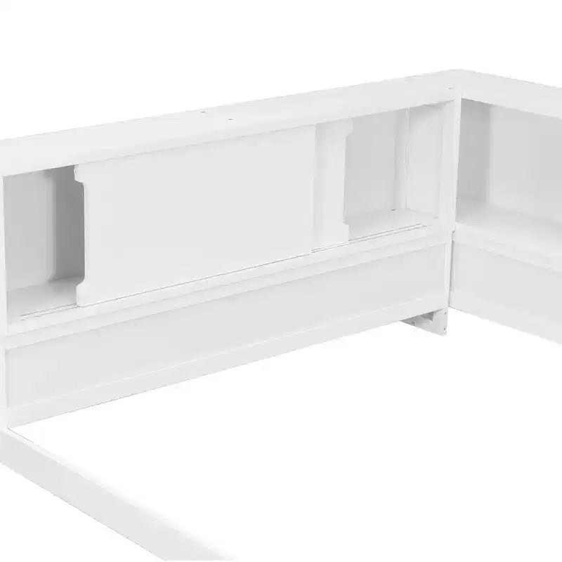 Lit de repos moderne Queen Luxystar avec 5 étagères de rangement, prises et lumière