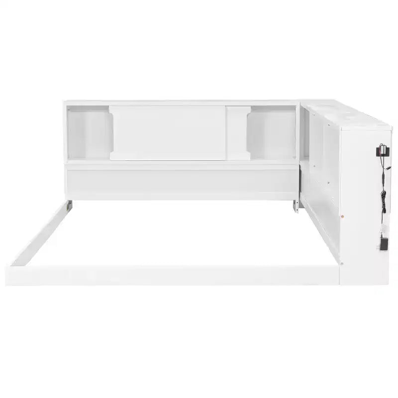 Lit de repos moderne Queen Luxystar avec 5 étagères de rangement, prises et lumière