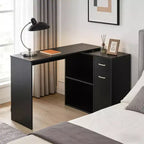 GDFStudio Edin Bureau d'angle en L rotatif avec armoire de rangement et étagères
