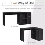 GDFStudio Edin Bureau d'angle en L rotatif avec armoire de rangement et étagères