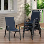 Chaises de patio, Lot de 4/6 chaises de salle à manger empilables d'extérieur en textilène léger résistant aux intempéries avec accoudoirs pour jardin, terrasse de piscine