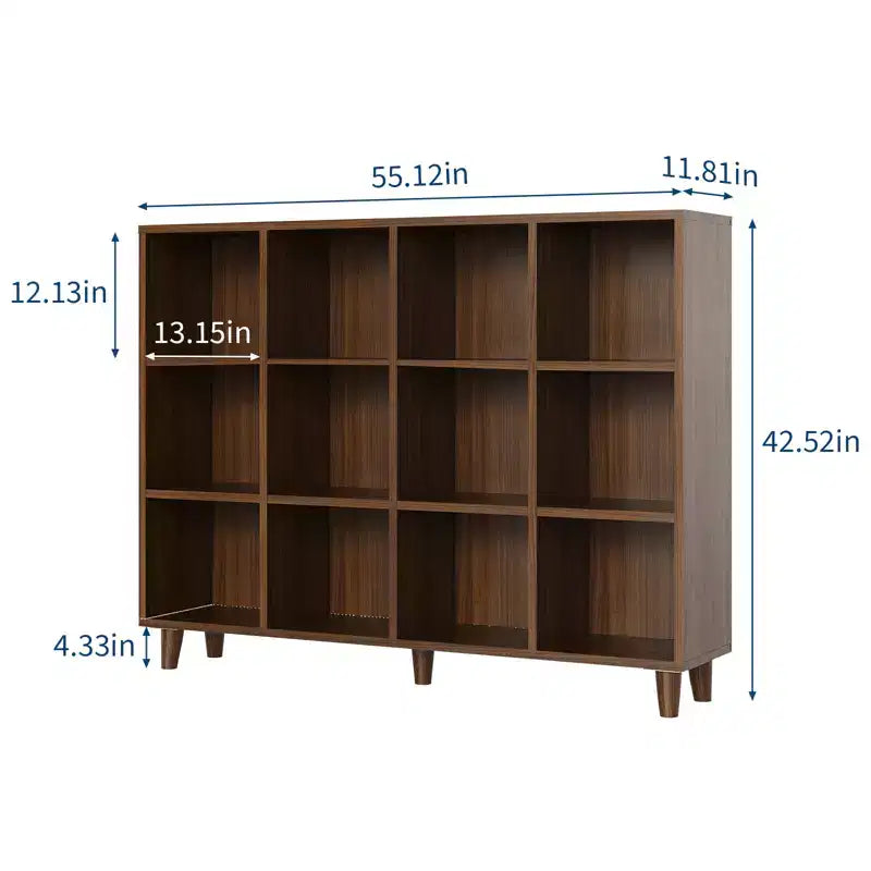 COZONY Étagère à Livres 12 Cubes, Bibliothèque Ouverte à 2 Niveaux, Organisateur d'Étagère Cubique Moderne en Bois pour Salon, Chambre à Coucher, Bureau, Marron Rétro