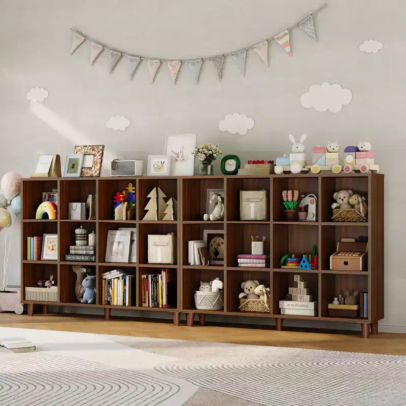COZONY Étagère à Livres 12 Cubes, Bibliothèque Ouverte à 2 Niveaux, Organisateur d'Étagère Cubique Moderne en Bois pour Salon, Chambre à Coucher, Bureau, Marron Rétro