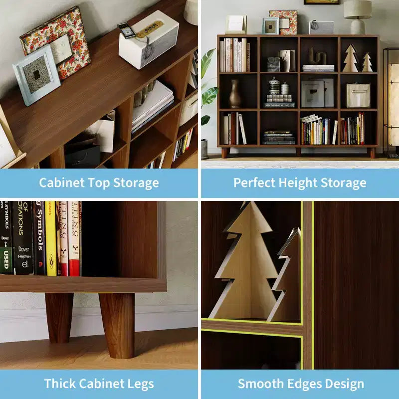 COZONY Étagère à Livres 12 Cubes, Bibliothèque Ouverte à 2 Niveaux, Organisateur d'Étagère Cubique Moderne en Bois pour Salon, Chambre à Coucher, Bureau, Marron Rétro