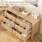 Commode en bois à 6 tiroirs pour chambre à coucher, Grand organiseur de rangement moderne pour salon, entrée, couloir