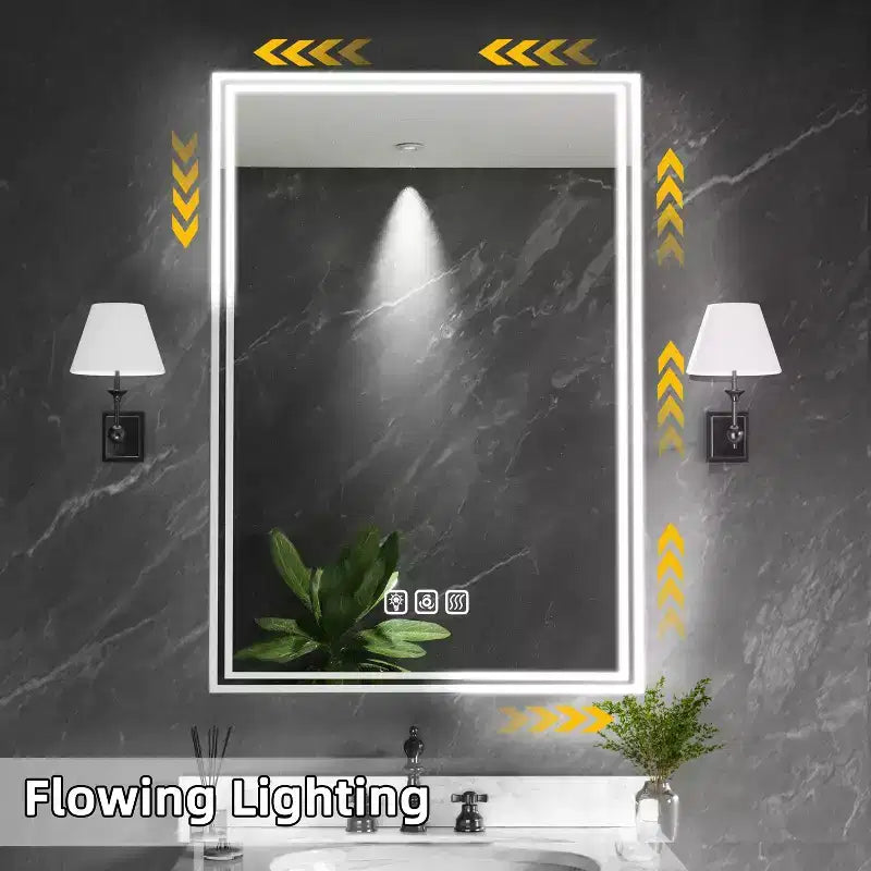 FAMYYT Armoire à pharmacie lumineuse en aluminium de 20 po L x 28 po H avec miroir, intensité variable, anti-buée, entièrement assemblée