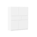 Meuble de rangement en bois blanc avec 4 portes et 2 tiroirs