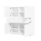 Meuble de rangement en bois blanc avec 4 portes et 2 tiroirs