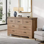 Commode de chambre à 7 tiroirs de style ferme, commodes de 79,8 cm de haut, commode rustique en bois avec poignée en métal, organisateur de rangement pour chambre.