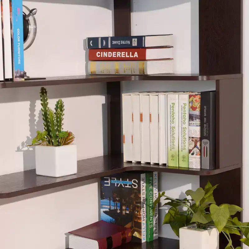GDFStudio Tabbie 64H Bibliothèque d'angle autoportante à 5 étagères en forme de L