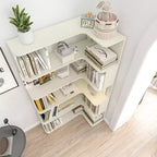 GDFStudio Tabbie 64H Bibliothèque d'angle autoportante à 5 étagères en forme de L
