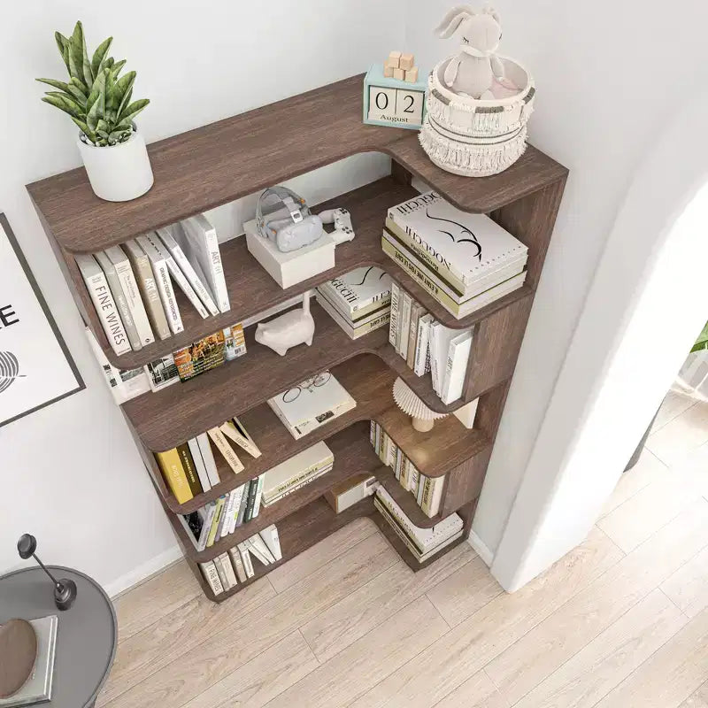 GDFStudio Tabbie 64H Bibliothèque d'angle autoportante à 5 étagères en forme de L
