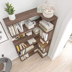GDFStudio Tabbie 64H Bibliothèque d'angle autoportante à 5 étagères en forme de L
