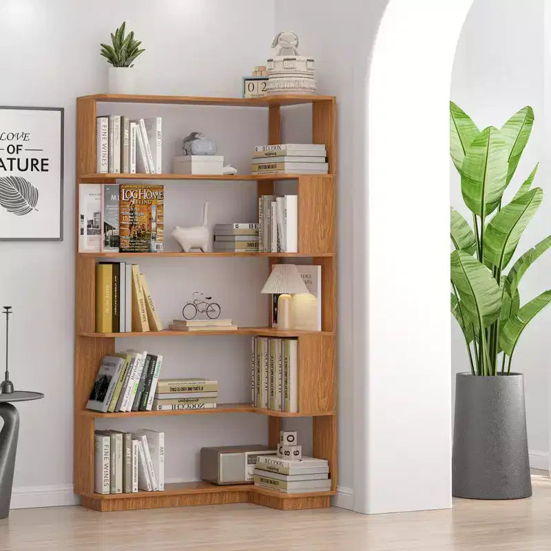 GDFStudio Tabbie 64H Bibliothèque d'angle autoportante à 5 étagères en forme de L