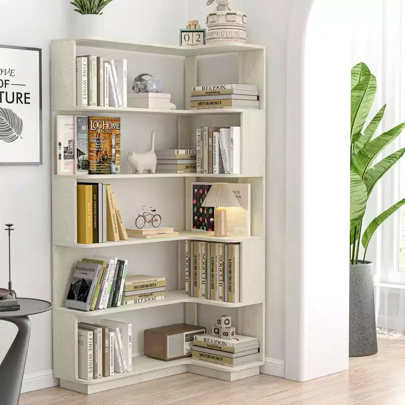 GDFStudio Tabbie 64H Bibliothèque d'angle autoportante à 5 étagères en forme de L