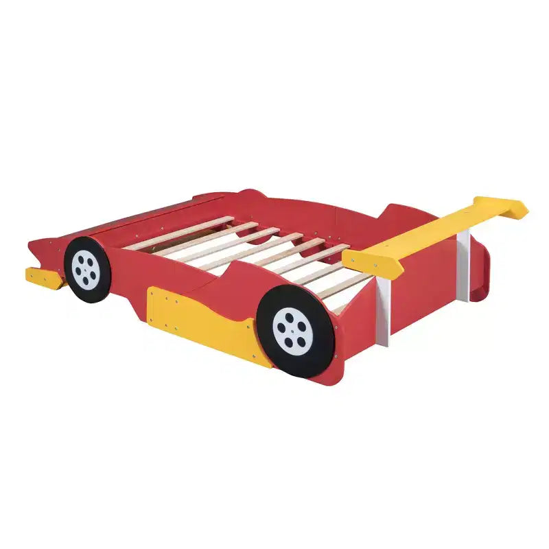 Lit Plateforme Luxystar en Forme de Voiture de Course avec Roues pour Chambre d'Enfant