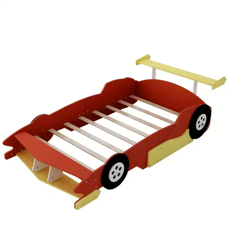 Lit Plateforme Luxystar en Forme de Voiture de Course avec Roues pour Chambre d'Enfant