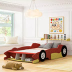 Lit Plateforme Luxystar en Forme de Voiture de Course avec Roues pour Chambre d'Enfant