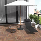 Chaise longue pliante avec oreiller, 6 positions d'inclinaison, maille respirante - Noir