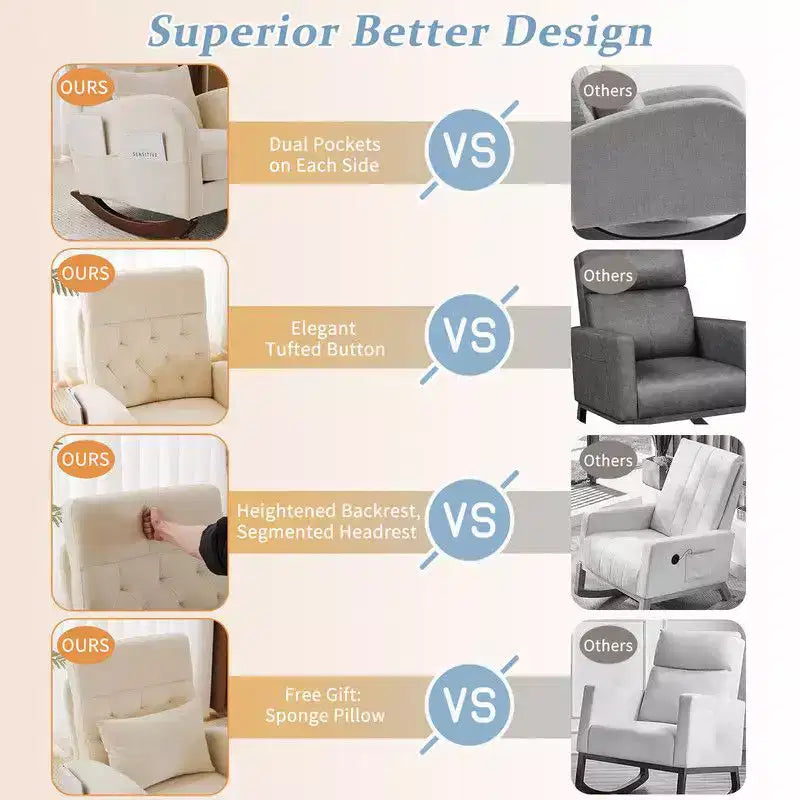 Fauteuil à bascule rembourré beige Karl Home
