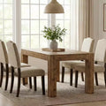MAYEERTY 63 Solid Wood Farmhouse Dining Table, Rustic Brown 4-6 Seater Thick Top Multiuse Kitchen & Office Table