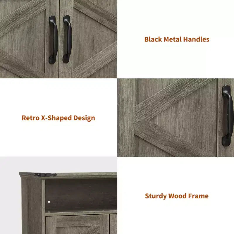 Armoire murale de salle de bain de style ferme avec portes coulissantes et tiroirs, organisateur de rangement de médicaments en bois à 5 niveaux, étagère réglable à double porte pour la cuisine