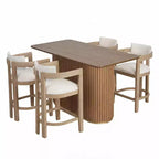 Christopher Knight Home Heini, ensemble de salle à manger moderne 5 pièces en bois avec table à pied central et pieds en bois d'hévéa