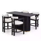 Christopher Knight Home Heini, ensemble de salle à manger moderne 5 pièces en bois avec table à pied central et pieds en bois d'hévéa