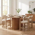 Christopher Knight Home Heini, ensemble de salle à manger moderne 5 pièces en bois avec table à pied central et pieds en bois d'hévéa